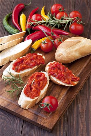 Fresh Baguette With Tomato Chutney