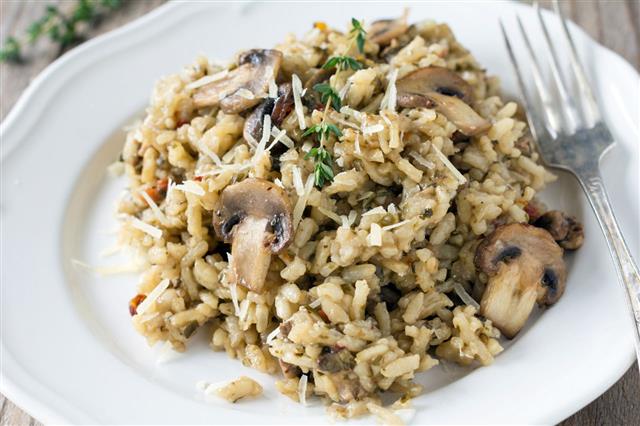 Mushroom Risotto On A Plate