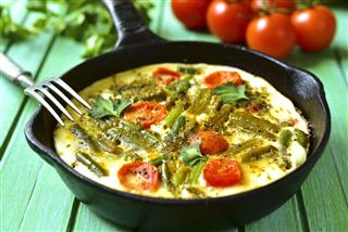 Omelette With Tomatoes And Asparagus