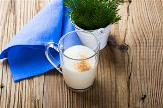 Egg Milk Punch On Rustic Wooden Table