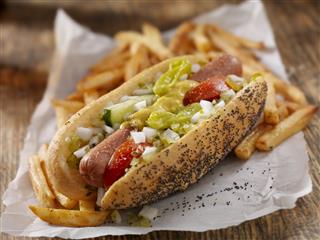 Classic Chicago Dog With Fries