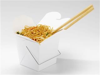 Chinese Chow Mein With Chopsticks