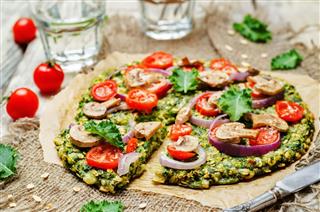 Kale Oats Pizza Crust With Tomato