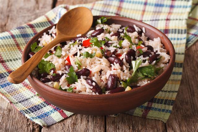 Rice With Red Beans In Bowl