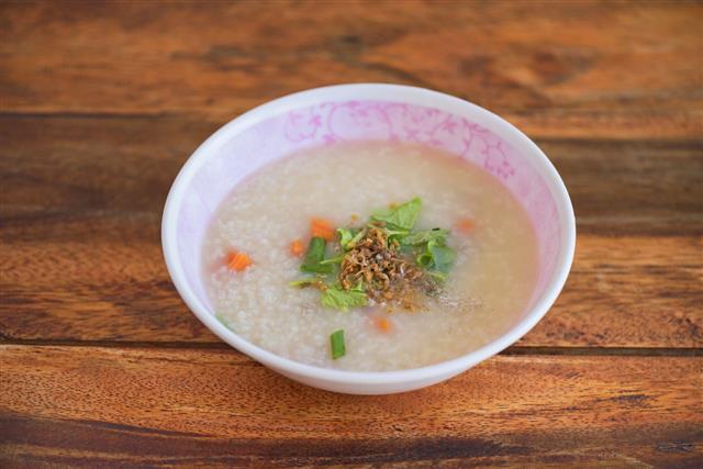 Rice Soup With Pork And Coriander