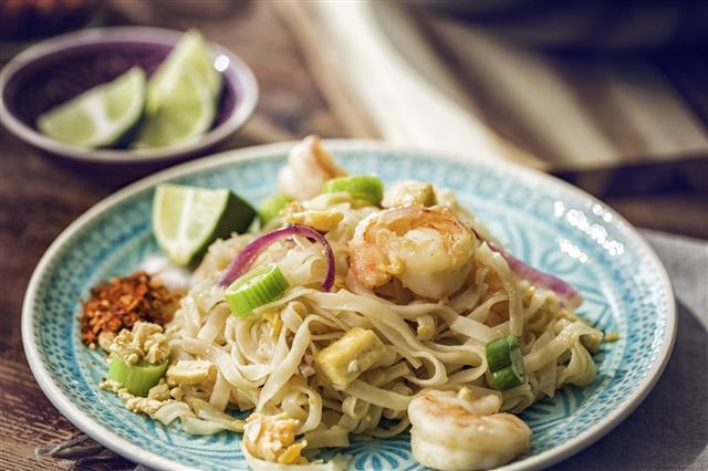 Pad Thai Noodles With Prawns