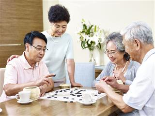 Senior People Playing Weiqi At Home
