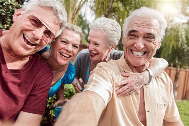 Group Of Senior People Taking Selfie