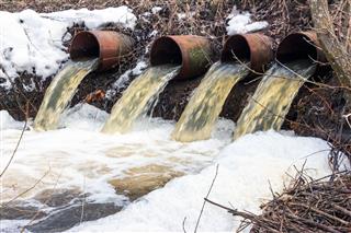 Water Flows From Large Pipes