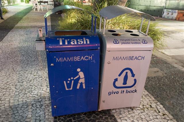 Trash And Recycling Garbage Cans