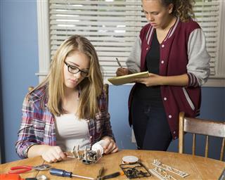 Teenage Girls Work On Science Project