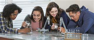High School Students In Chemistry Lab