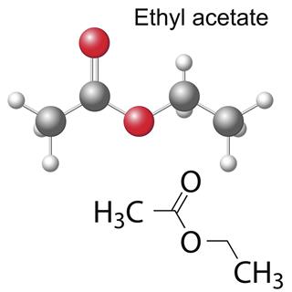 Structural Chemical Formula And Model Of Ethyl Acetate