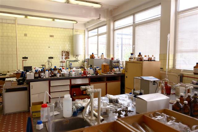 Laboratory With A Lot Of Bottles
