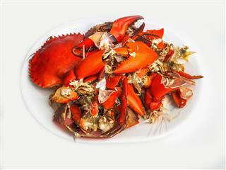 Steamed Mud Crab In A Plate
