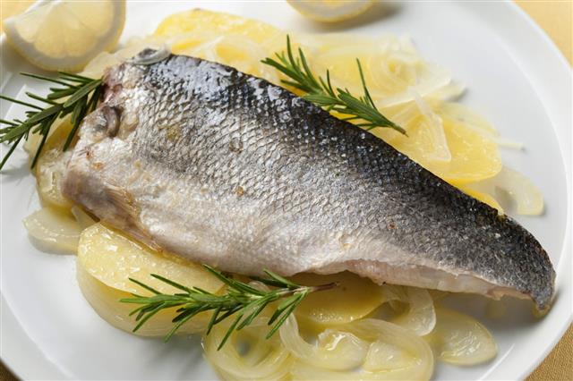 Sea Bass With Potatoes And Onion