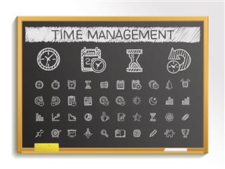 Time management hand drawing sketch icons