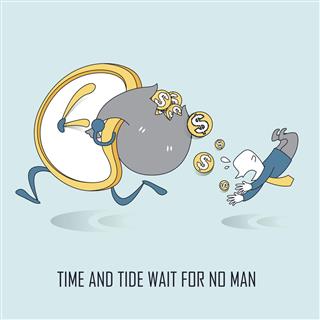 Time and tide wait for no man concept