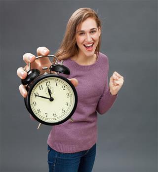 Successful girl for emphasis on energy in time management