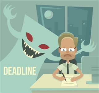 Deadline monster and office worker characters