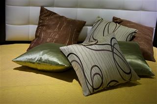 Pillows on the bed.