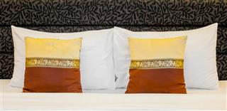 Hotel bed with pillows