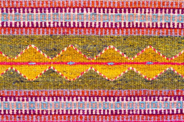 Traditional Mexican Wool Rug Detail