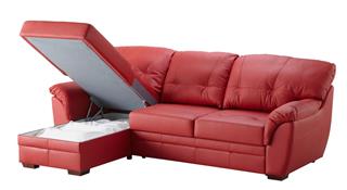 Red leather corner couch bed isolated on white