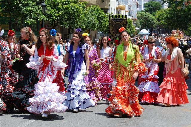 Spanish Women In Flamenco Dresses Marbella