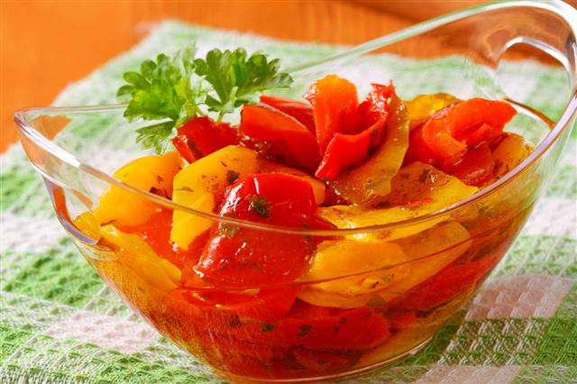 Salad Of Grilled Yellow And Red Peppers
