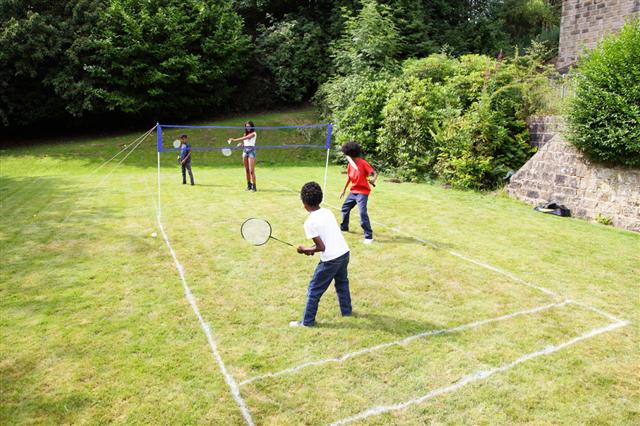 Children Playing Badminton