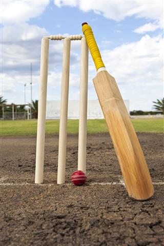 Cricket Wickets Ball And Bat