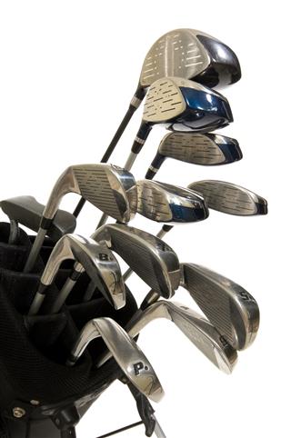 Golf Clubs On White