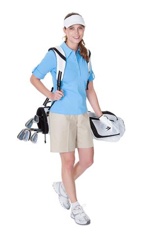 Golfer With Bag Of Clubs