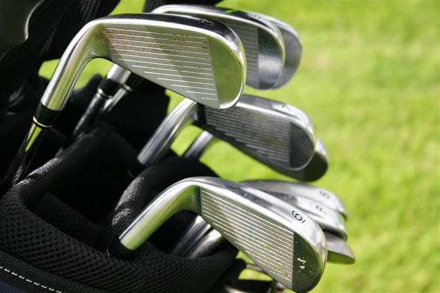 Set Of Golf Clubs In A Golf Bag