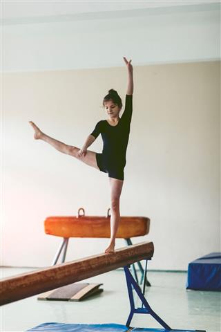 Girl Practicing Gymnastics
