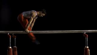 Male Gymnast On Parallel Bars