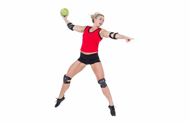 Female Athlete With Elbow Pad
