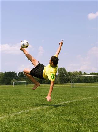 Male Soccer Player Bicycle Kick