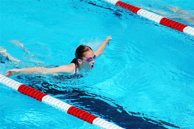 Young Girl Butterfly Stroke Swimmer