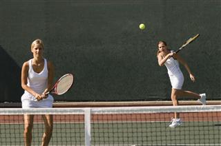 Doubles Player Hitting Forehand