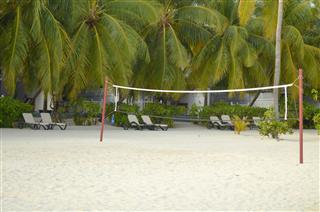Beach Volleyball Net On Beach