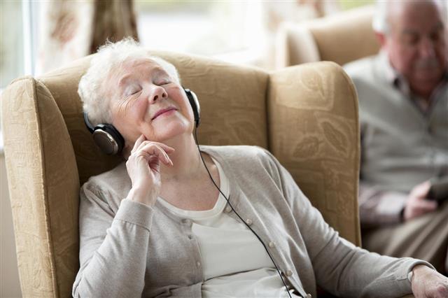 Senior Woman Wearing Headphones