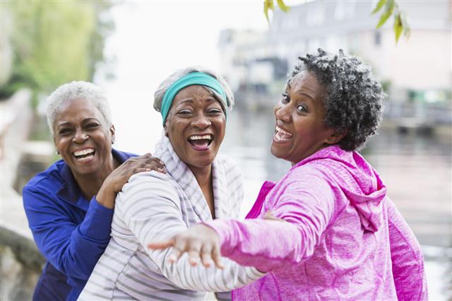 Three Senior Black Women Laughing