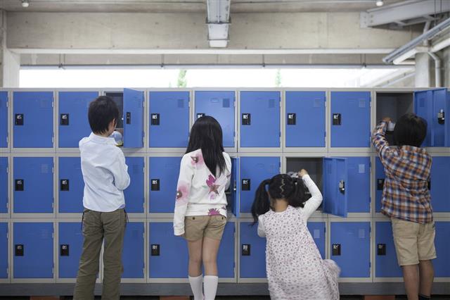 Students Using School Lockers