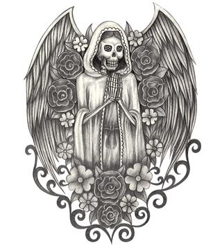 Art Skull Angel Tattoo