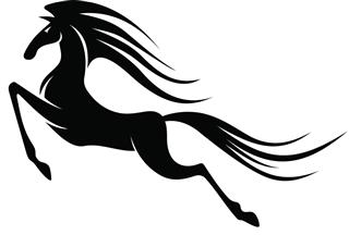 Silhouette of jumping horse