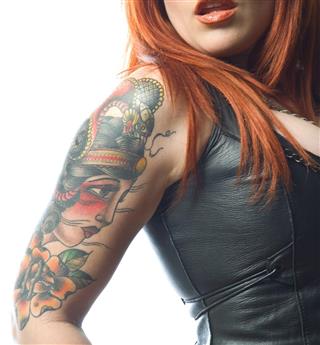 Red hair tattoo female