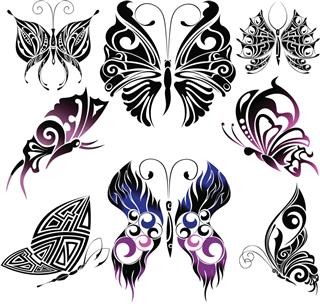 Set of butterfly silhouette