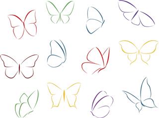 Outline colored butterflies